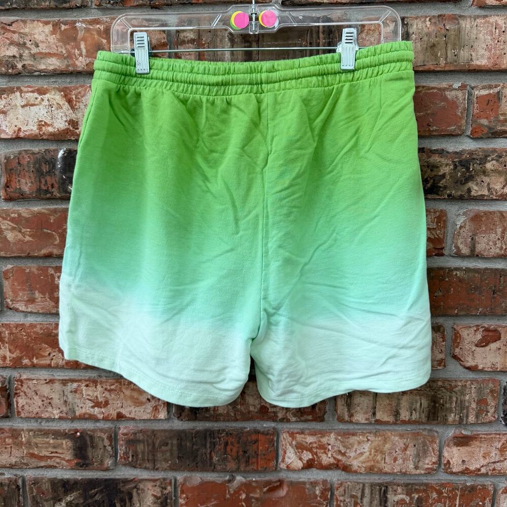 Zenana Dip Dye Ombre Green Pull On Sweat Shorts Size Large Casual - Picture 4 of 5